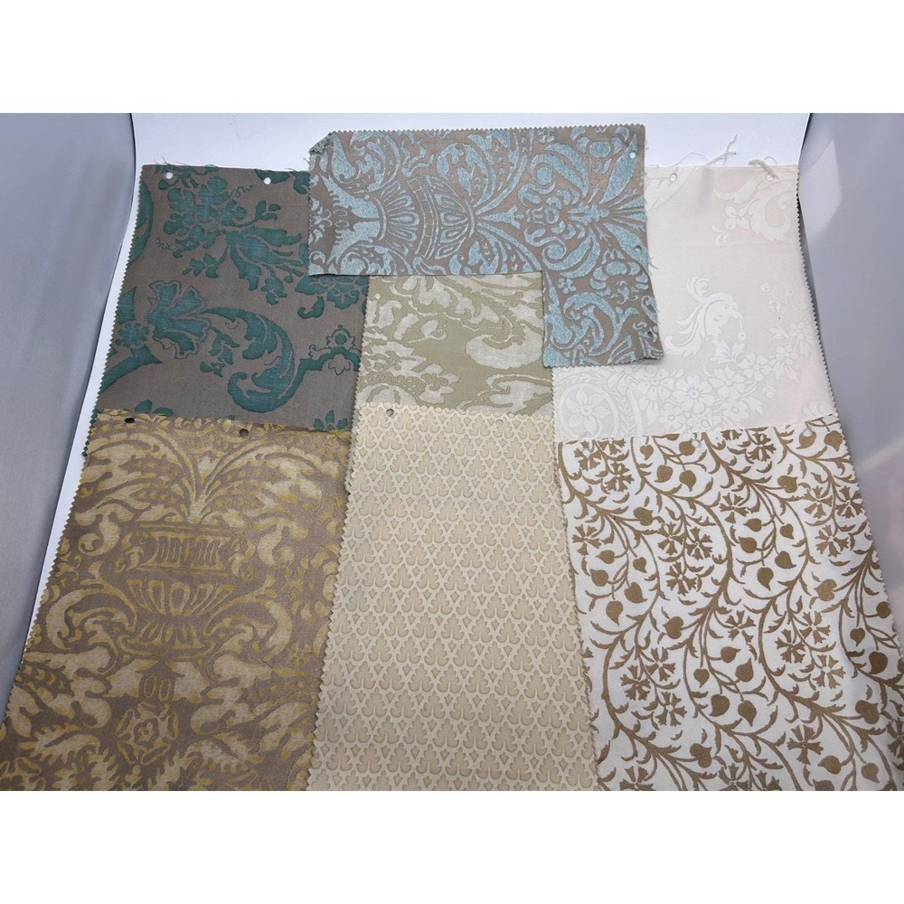 Vtg Seven Rare FORTUNY Sample Pieces - Hard to Find Patterns & Colors As Is